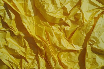 Abstract image of crumpled yellow fabric or paper.  Great for backgrounds, textures, and design projects.