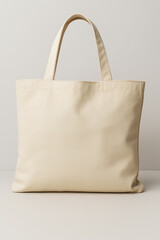 Minimalist beige tote bag with sturdy handles for everyday use and shopping needs