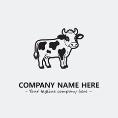 Cow illustration black and white for logo company vector image
