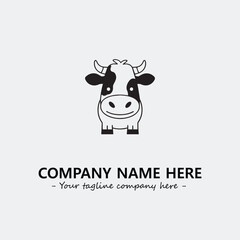 Cow illustration black and white for logo company vector image

