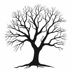 Obraz premium Silhouette of Tree Branches. Artistic Black and White Nature Illustration for Eco-Friendly Design & Rural Decoration