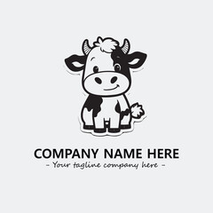 Cow illustration black and white for logo company vector image
