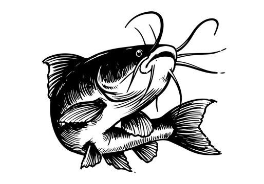 catfish hand drawn sketch illustration vector