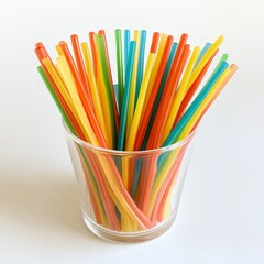 Colorful Candy Straws in Glass Container