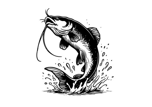 catfish hand drawn sketch illustration vector