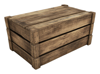 Wooden crate with textured surface, rustic appearance. Storage and transport concept