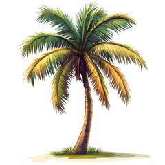 Exotic Foliage Beach Palm Tree. Island Paradise and Summer Escape Sunny Nature Illustration with Vibrant Green Leaves and Relaxation Vibes