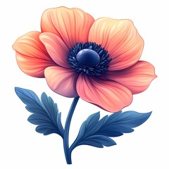 Fototapeta premium Vibrant Anemone Botanical Illustration - A Creative Floral Art with Modern Design and Bright Colors