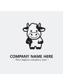 Cow illustration black and white for logo company vector image
