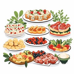 Exquisite Italian-Mediterranean Food Platters. Vibrant Desserts, Fresh Fruits, and Delicious Snack Spreads for Elegant Catering