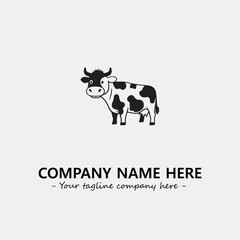Cow illustration black and white for logo company vector image
