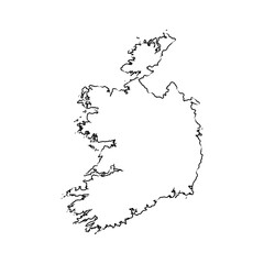 Hand Drawn of Ireland 3D Map on White Background.