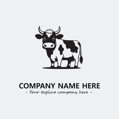 Cow illustration black and white for logo company vector image
