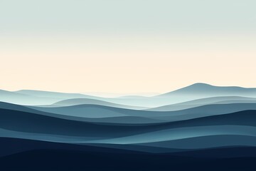 Obraz premium Layered Gradient Mountains. Abstract Landscape Art with Vibrant Blue and Turquoise Tones