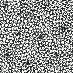 Vector floral hand drawn background in style of China. Abstract Asian fish scales seamless pattern. Japan line art vector print for fabric, stationery, wrapping paper