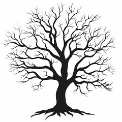 Obraz premium Leafless Tree Silhouette Vector. Artistic Winter Landscape Illustration