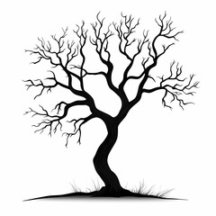 Vector Tree Branch Silhouette Elegant Nature Illustration with Abstract Black Outline