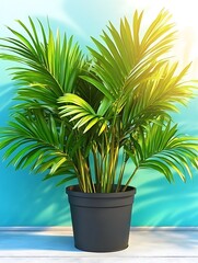 Obraz premium Palm Plant in Pot, Sunny Room