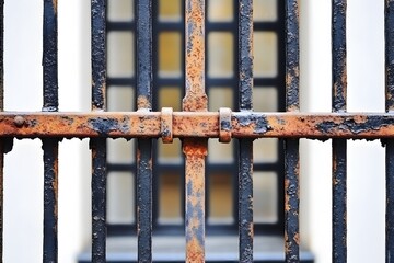 Rusty Metal Fence with Window Background
