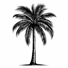 Exotic Palm Tree Silhouette. Tropical Plant for Relaxing Beach Vacation and Summer Landscape
