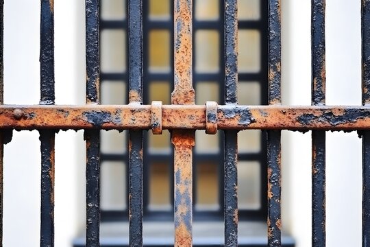 Rusty Metal Fence with Window Background