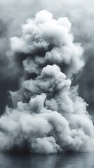 Smoke plume, dramatic sky, water
