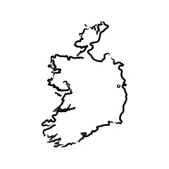 Hand Drawn of Ireland 3D Map on White Background.