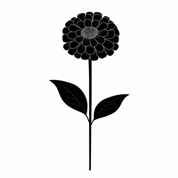 recommend clip art: Elegant Zinnia Silhouette. Monochrome Floral Illustration for Creative Botanical Design and Nature-Inspired Decor