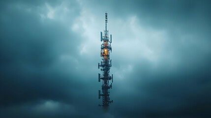 Obraz premium Futuristic Tower Against Dramatic Cloudy Sky