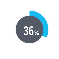 Circle percentage diagrams 36% icon vector ready to use for web design, user interface for business