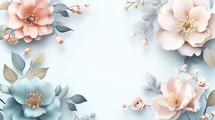 Delicate flowers on a white background, perfect for holiday and seasonal greeting cards with empty copy space for text.