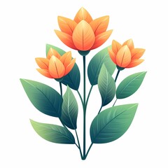 Obraz premium Vibrant Botanical Flowers. Hand-Drawn Orange and Green Floral Illustration with Nature's Seasonal Beauty