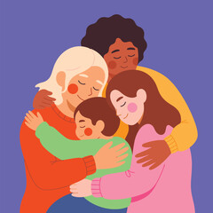 Diverse Women Embracing Unity and Strength in Feminism