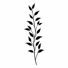 Obraz premium Elegant Botanical Silhouette Leaves and Branches. Minimalist Black and White Floral Vector for Home Decor