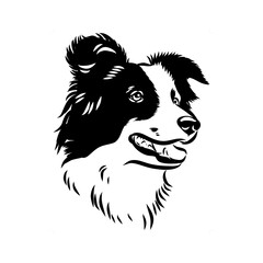 Border Collie Dog Vector isolated on white background, Dog Silhouettes.