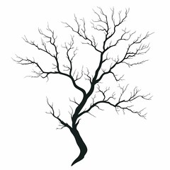 Leafless Tree Silhouette. Abstract Vectors in Minimalistic Nature Art