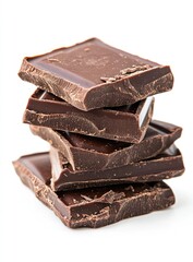 Stack of dark chocolate pieces.