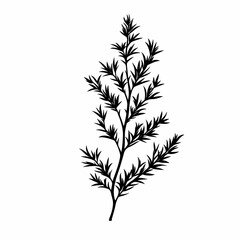 Minimalist Botanical Illustration with Black Silhouette Leaf and Branch for Eco-Friendly Rustic Decor