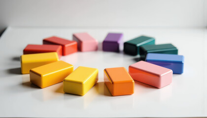 Obraz premium Colorful rectangular toy blocks arranged in circle