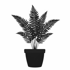 Modern Minimalist Fern Silhouette. Elegant Botanical Illustration for Interior Art & Home Decor
