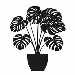 Elegant Monstera Silhouette Art. Vintage Style Plant Decor for Modern Interiors
