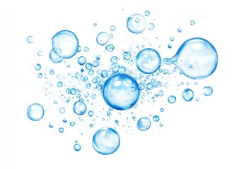 Sparkling water bubbles isolated on white.