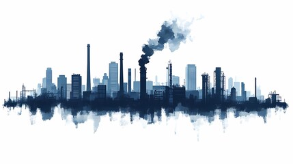 Obraz premium Industrial Skyline and Atmospheric Pollution. Digital Art Capturing Environmental Impact and Eco-Friendly Awareness
