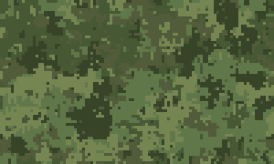 Abstract digital camouflage pattern.  Versatile texture ideal for military, gaming, fashion, or website backgrounds.  Modern, pixelated design evokes themes of concealment and strategy.