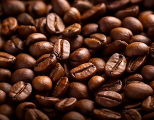 Naklejka premium Coffee beans closeup background