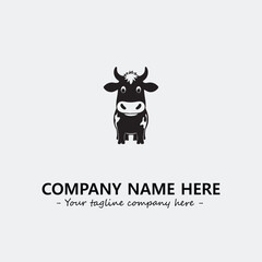 Cow illustration black and white for logo company vector image
