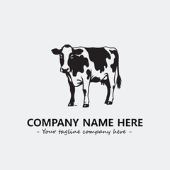 Cow illustration black and white for logo company vector image
