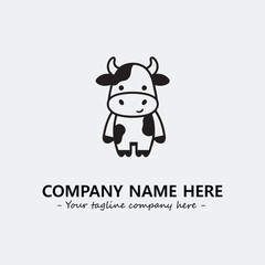 Cow illustration black and white for logo company vector image
