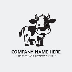 Cow illustration black and white for logo company vector image
