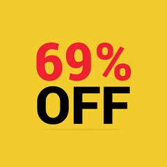 Price discount 69 percent promotion yellow tag